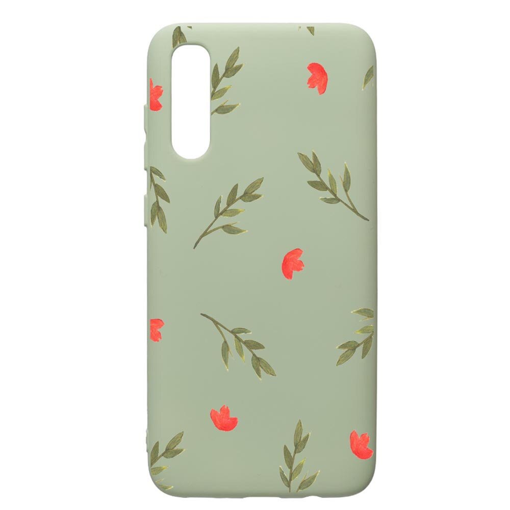 Husa de protectie Samsung Galaxy A70, Flowers, silicon, cu interiorul din material textil, protectie camera, Beryl, PGR516