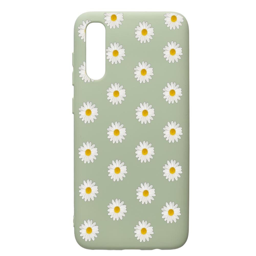 Husa de protectie Samsung Galaxy A70, Happy Flowers, silicon, cu interiorul din material textil, protectie camera, Beryl, PGR513
