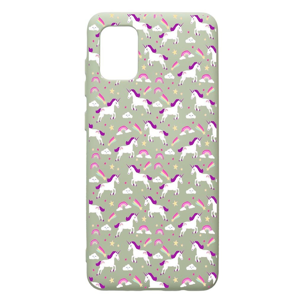 Husa de protectie Samsung Galaxy A31, Unicorn, silicon, cu interiorul din material textil, protectie camera, Beryl, PGR520
