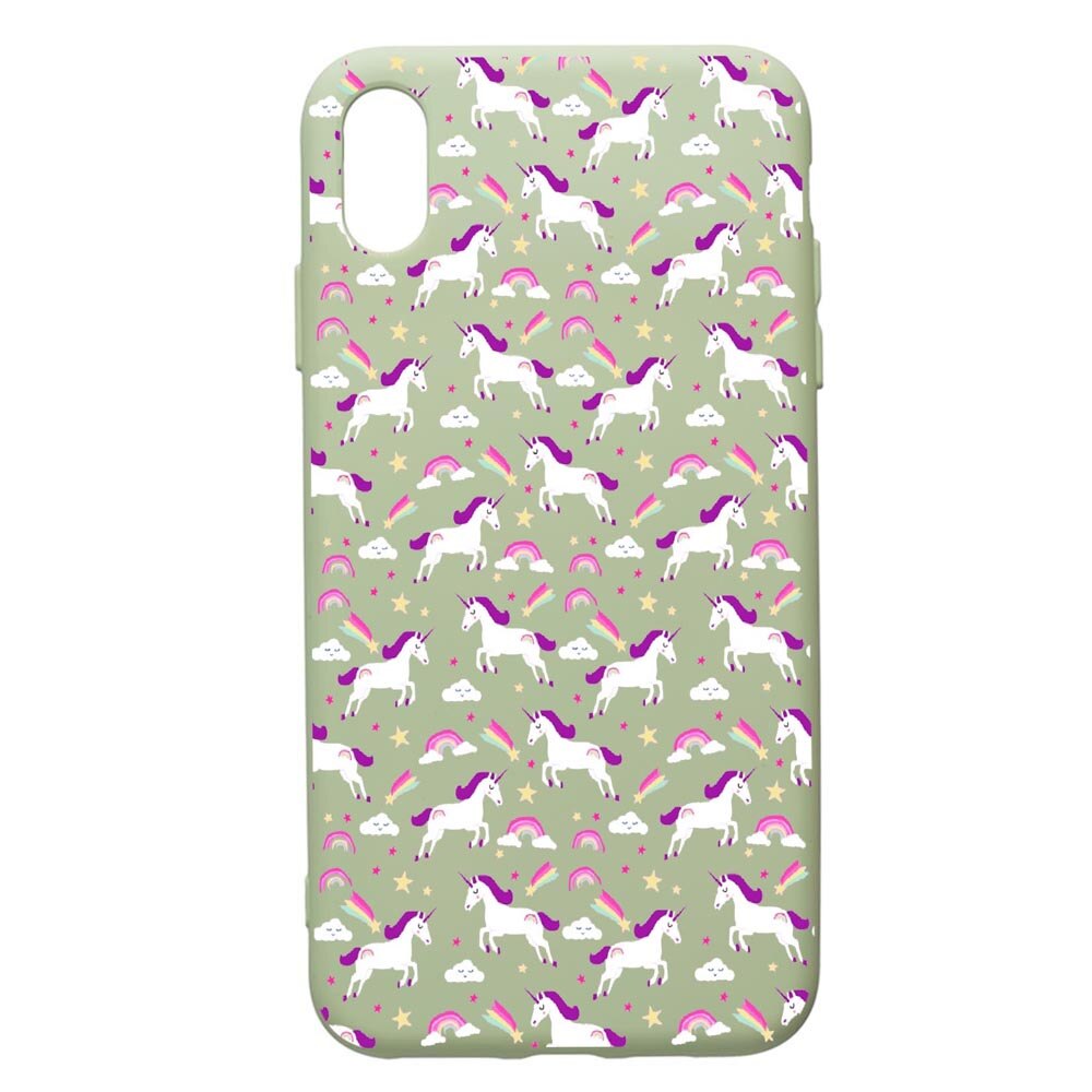 Husa de protectie Apple iPhone XS / X, Unicorn, silicon, cu interiorul din material textil, protectie camera, Beryl, PGR520