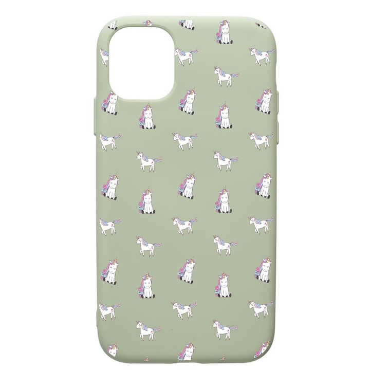 Husa de protectie Apple iPhone 12 Pro, Unicorn, silicon, cu interiorul din material textil, protectie camera, Beryl, PGR522