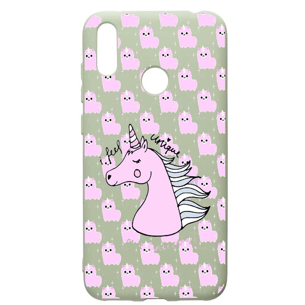 Husa de protectie Huawei Y7 2019, Unicorn - I Feel Unique, silicon, cu interiorul din material textil, protectie camera, Beryl, PGR521