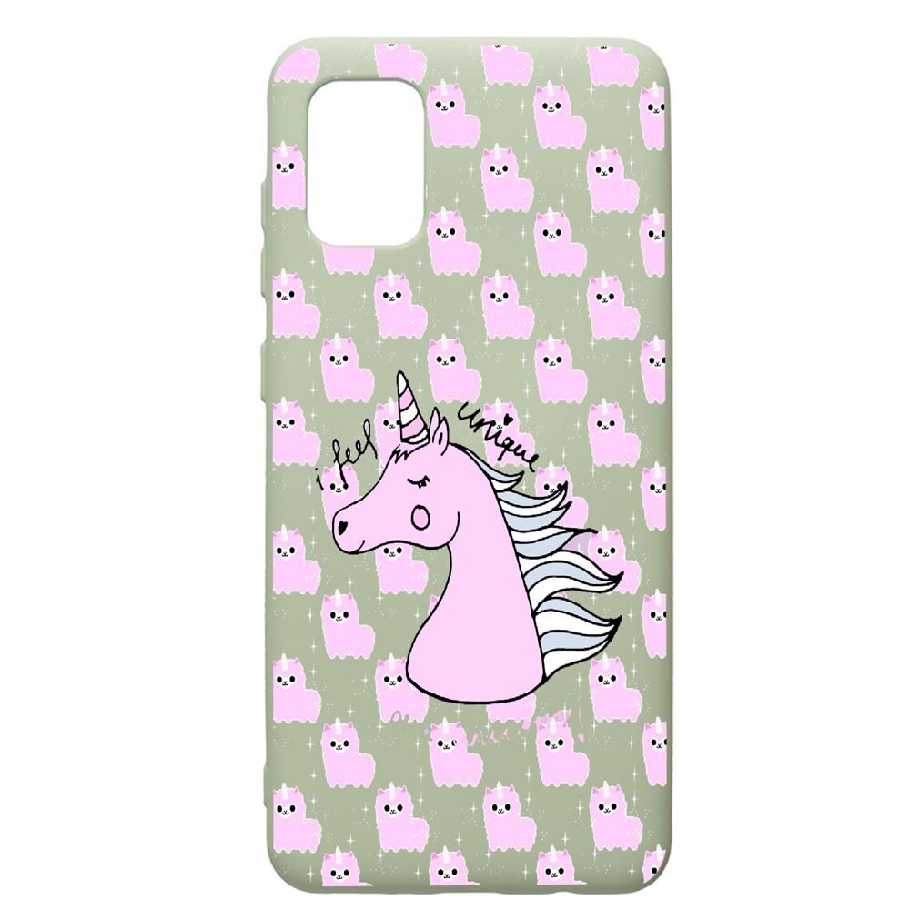 Husa de protectie Samsung Galaxy A71, Unicorn - I Feel Unique, silicon, cu interiorul din material textil, protectie camera, Beryl, PGR521