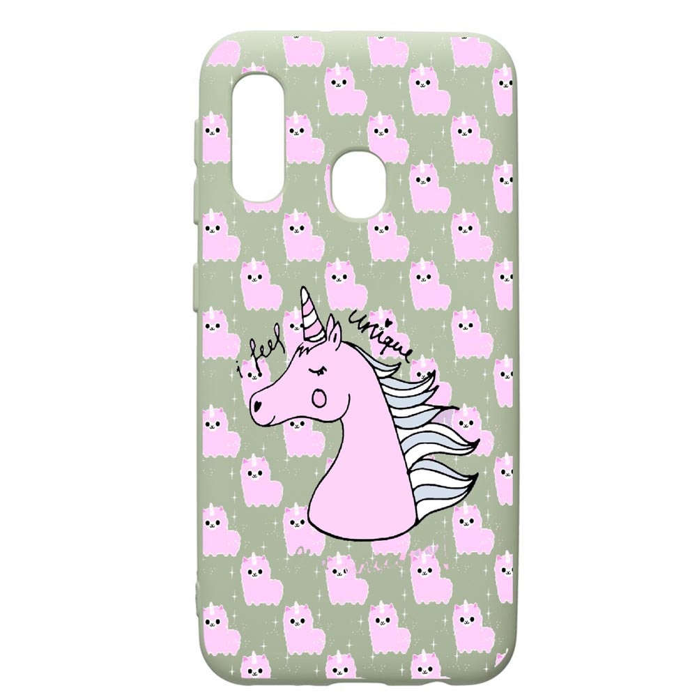 Husa de protectie Samsung Galaxy A40, Unicorn - I Feel Unique, silicon, cu interiorul din material textil, protectie camera, Beryl, PGR521