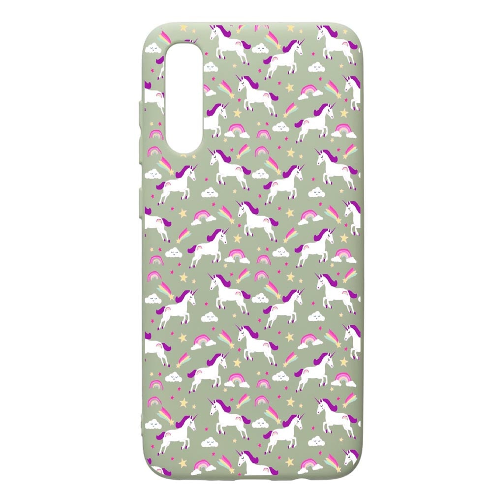 Husa de protectie Samsung Galaxy A70, Unicorn, silicon, cu interiorul din material textil, protectie camera, Beryl, PGR520