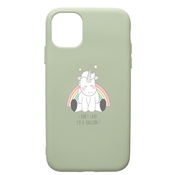 Husa de protectie Apple iPhone 12 Pro Max, Unicorn - I Don't Care, silicon, cu interiorul din material textil, protectie camera, Beryl, PGR524 Husa de protectie Apple iPhone 12 Pro Max, Unicorn - I Don't Care, silicon, cu interiorul din material textil, protectie camera, Beryl, PGR524