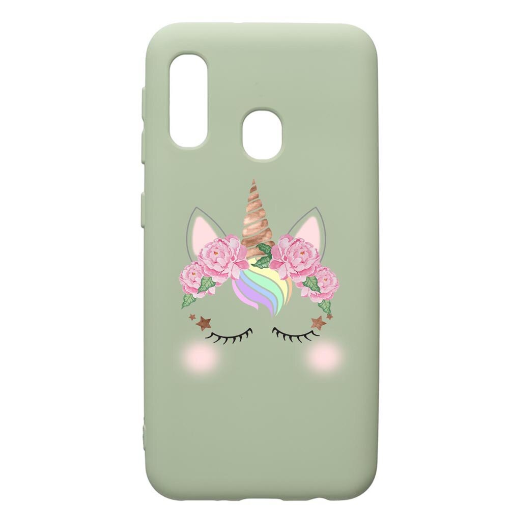 Husa de protectie Samsung Galaxy A40, Unicorn, silicon, cu interiorul din material textil, protectie camera, Beryl, PGR525