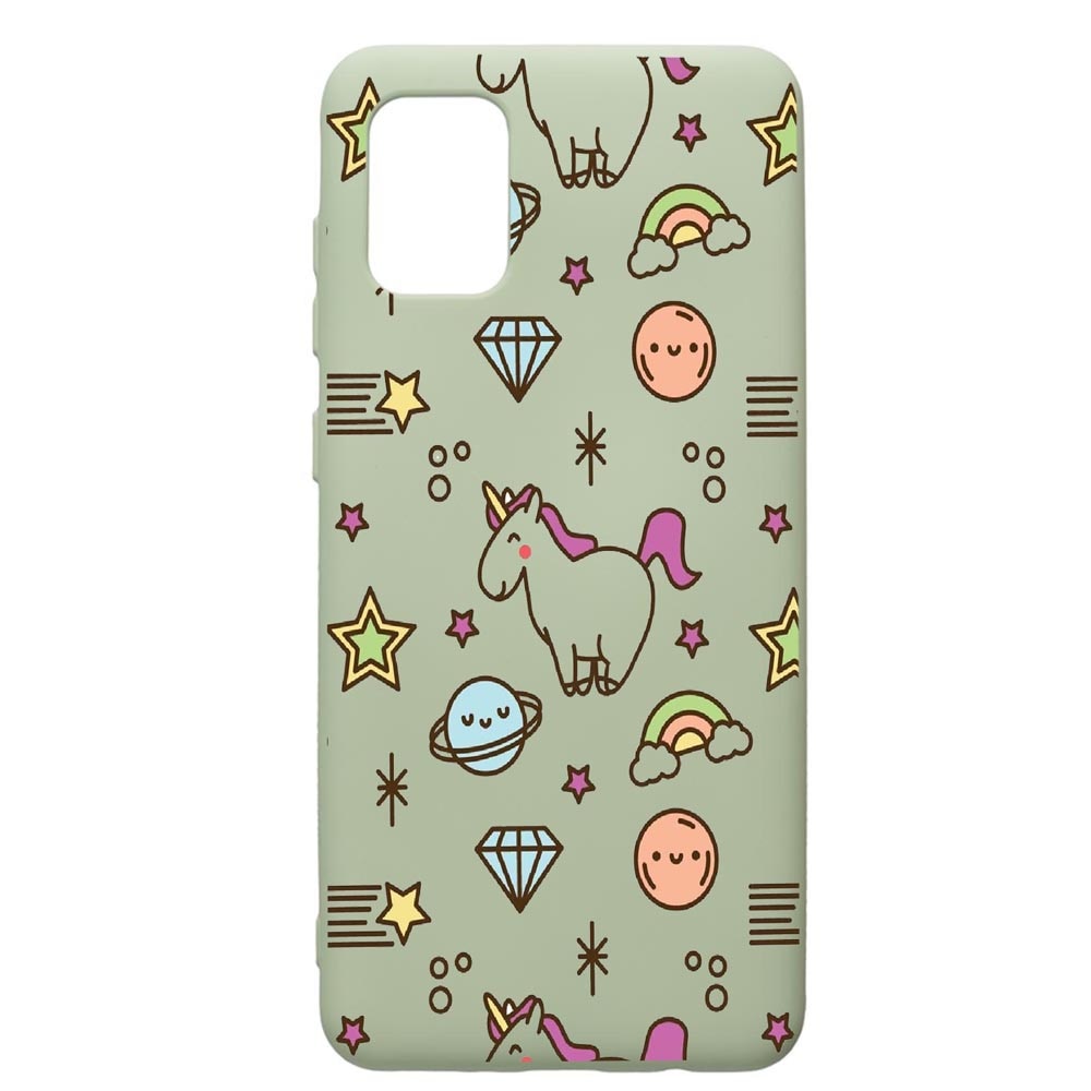 Husa de protectie Samsung Galaxy A71, Unicorn - Universe, silicon, cu interiorul din material textil, protectie camera, Beryl, PGR526