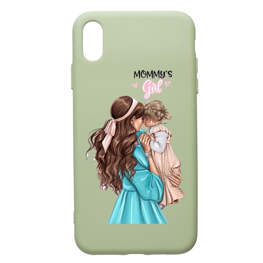 Husa de protectie Apple iPhone XR, Mommy's Girl, silicon, cu interiorul din material textil, protectie camera, Beryl, PGR555