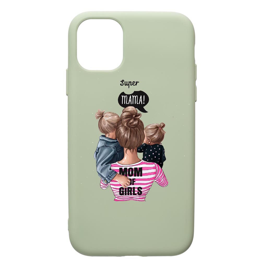 Husa de protectie Apple iPhone 12 Mini, Super Mama, silicon, cu interiorul din material textil, protectie camera, Beryl, PGR556