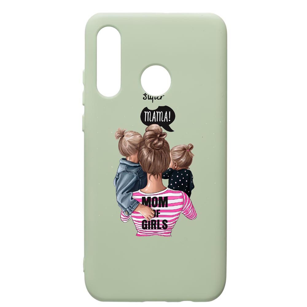 Husa de protectie Huawei P30 Lite, Super Mama, silicon, cu interiorul din material textil, protectie camera, Beryl, PGR556