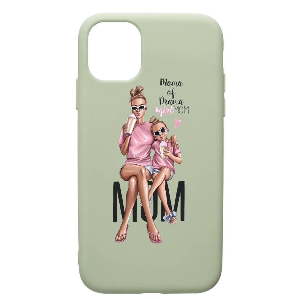 Husa de protectie Apple iPhone 12, Girl Mom, silicon, cu interiorul din material textil, protectie camera, Beryl, PGR558