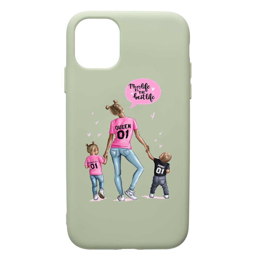 Husa de protectie Apple iPhone 12, Mom Life, silicon, cu interiorul din material textil, protectie camera, Beryl, PGR557