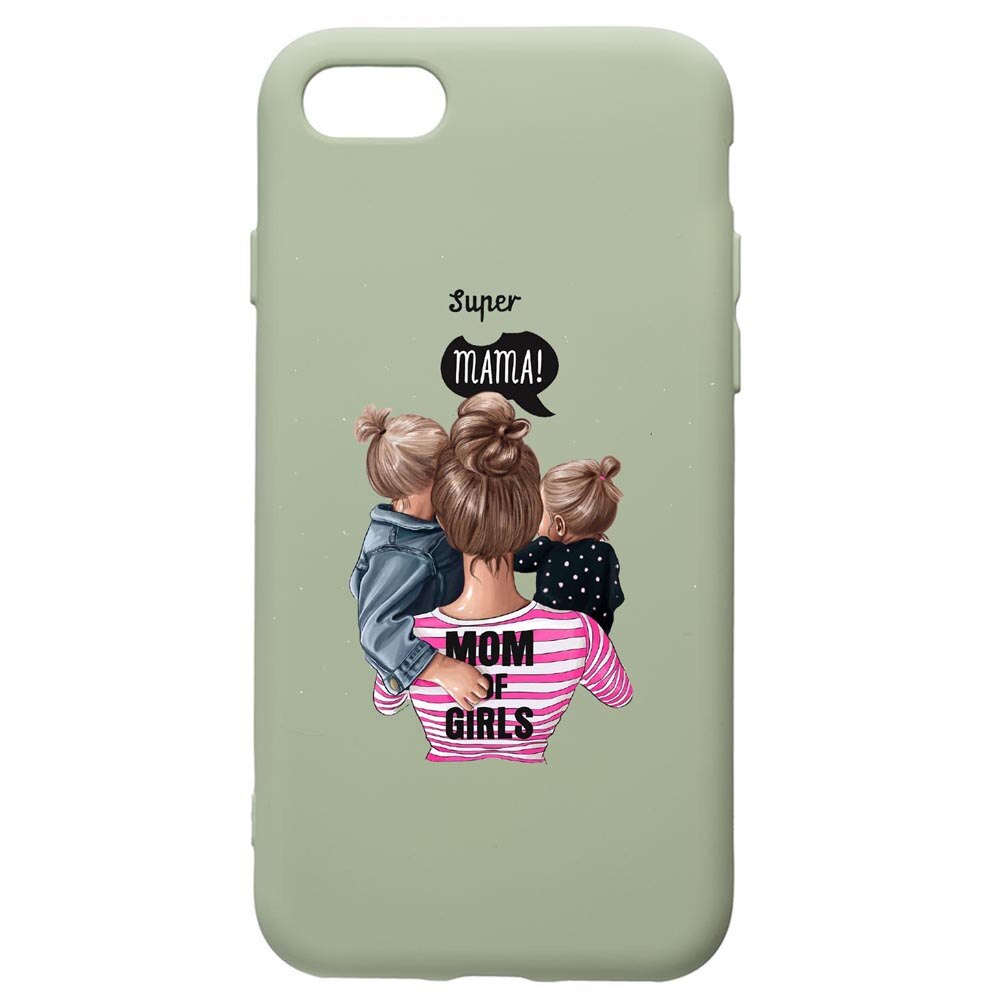 Husa de protectie Apple iPhone SE 2 / iPhone 8 / iPhone 7, Super Mama, silicon, cu interiorul din material textil, protectie camera, Beryl, PGR556