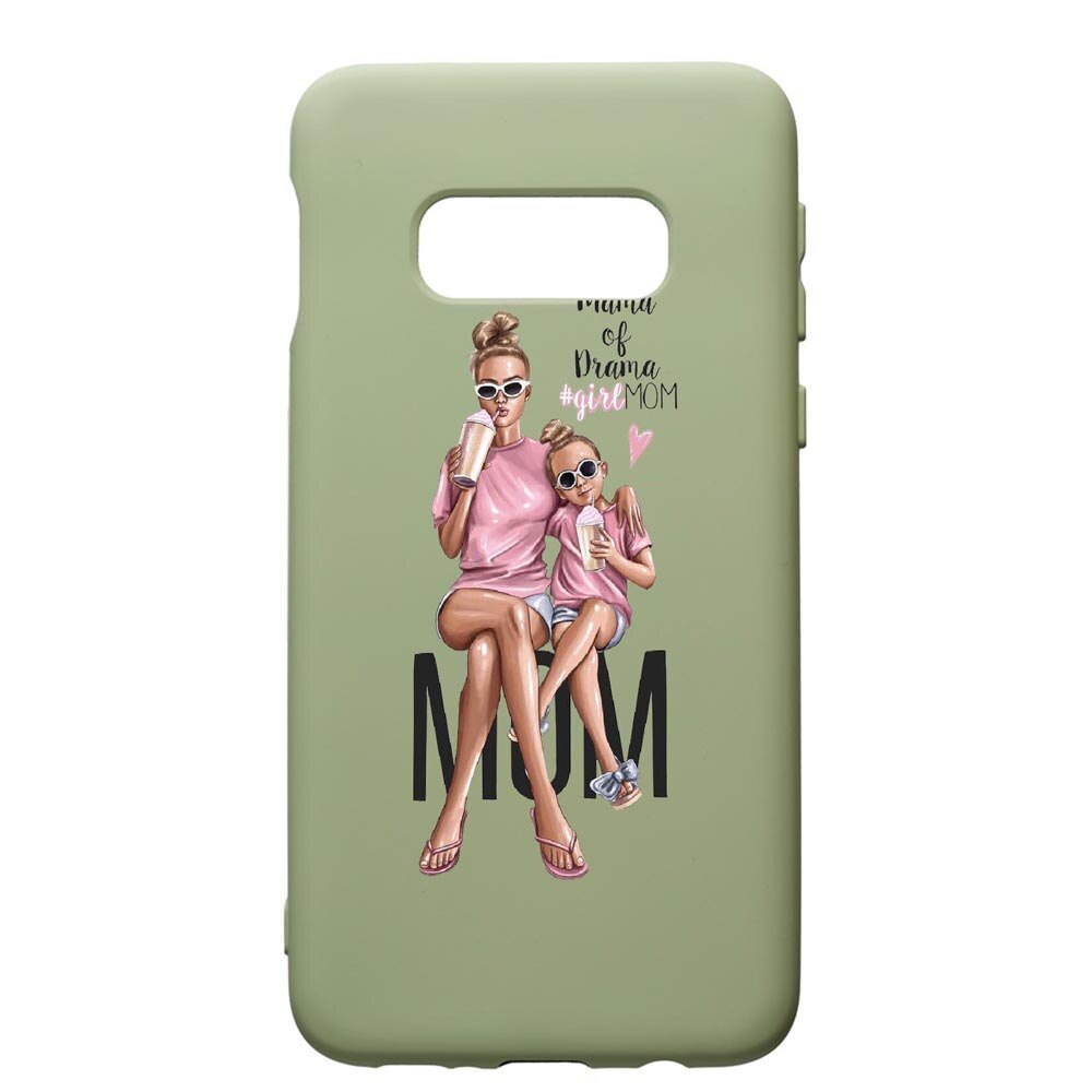 Husa de protectie Samsung Galaxy S10E, Girl Mom, silicon, cu interiorul din material textil, protectie camera, Beryl, PGR558