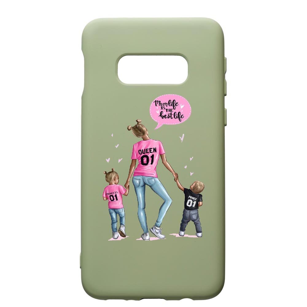 Husa de protectie Samsung Galaxy S10E, Mom Life, silicon, cu interiorul din material textil, protectie camera, Beryl, PGR557