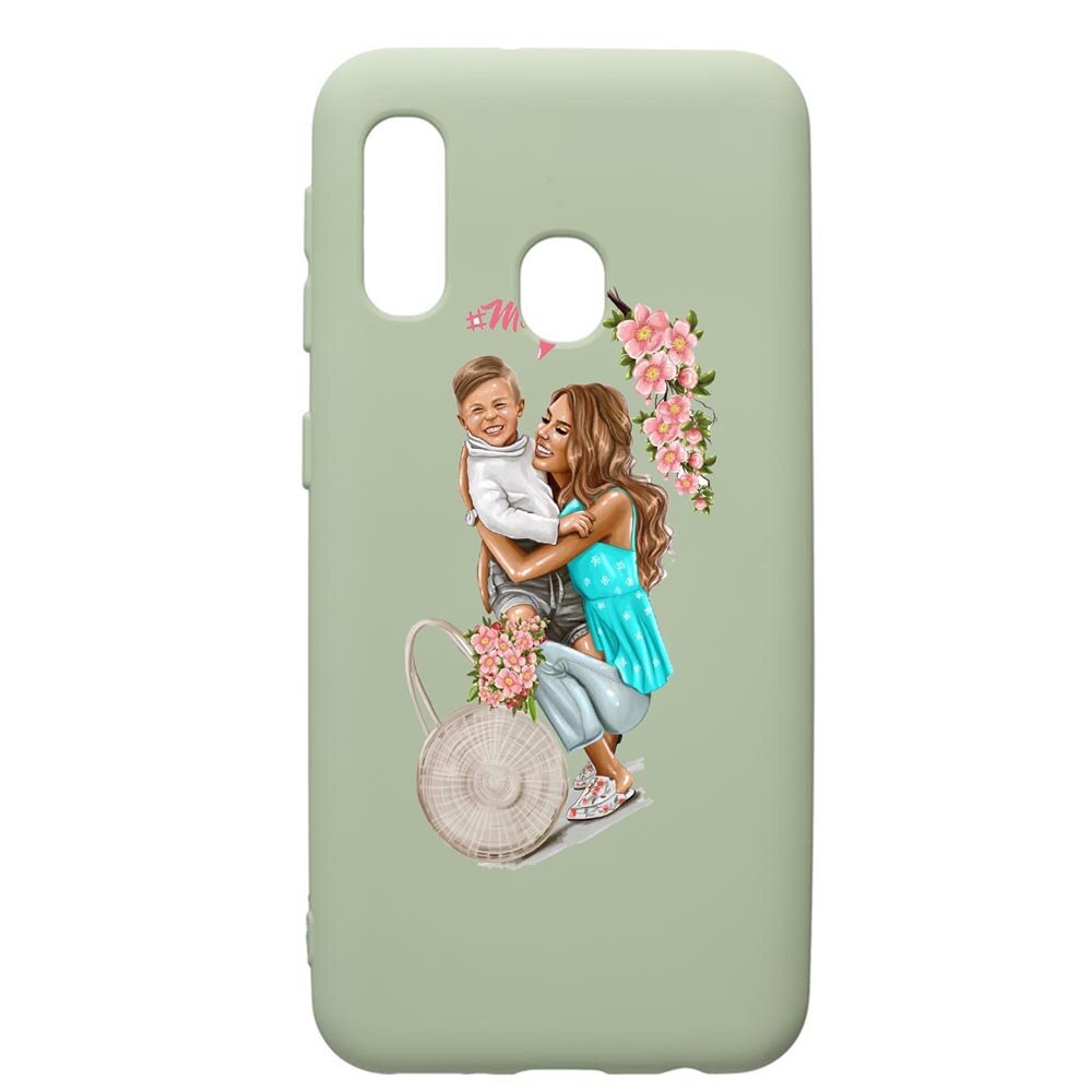 Husa de protectie Samsung Galaxy A40, Mom Life, silicon, cu interiorul din material textil, protectie camera, Beryl, PGR559