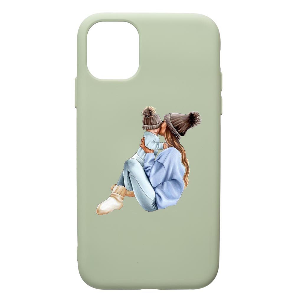 Husa de protectie Apple iPhone 11, Girl Mom, silicon, cu interiorul din material textil, protectie camera, Beryl, PGR562