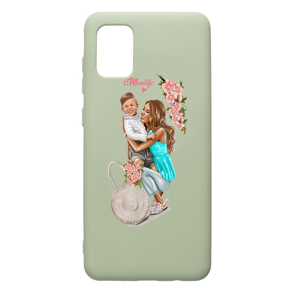 Husa de protectie Samsung Galaxy A71, Mom Life, silicon, cu interiorul din material textil, protectie camera, Beryl, PGR559