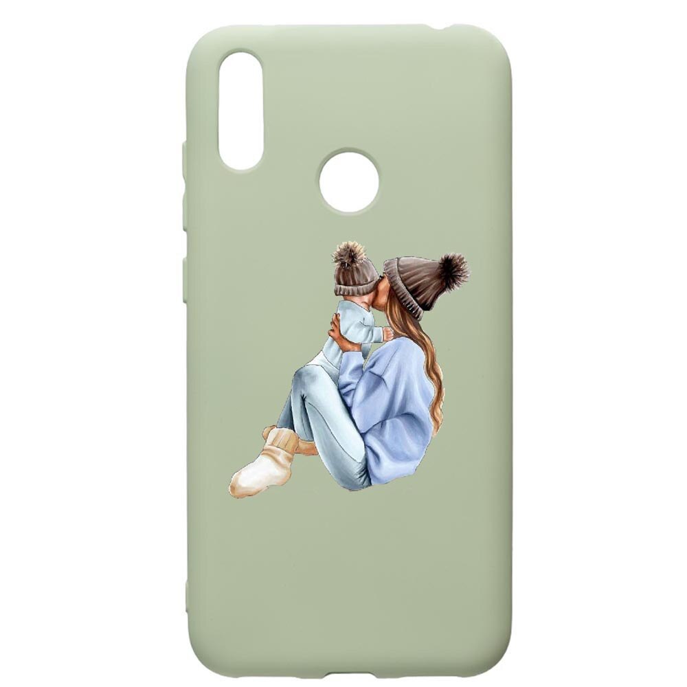 Husa de protectie Huawei Y7 2019, Girl Mom, silicon, cu interiorul din material textil, protectie camera, Beryl, PGR562