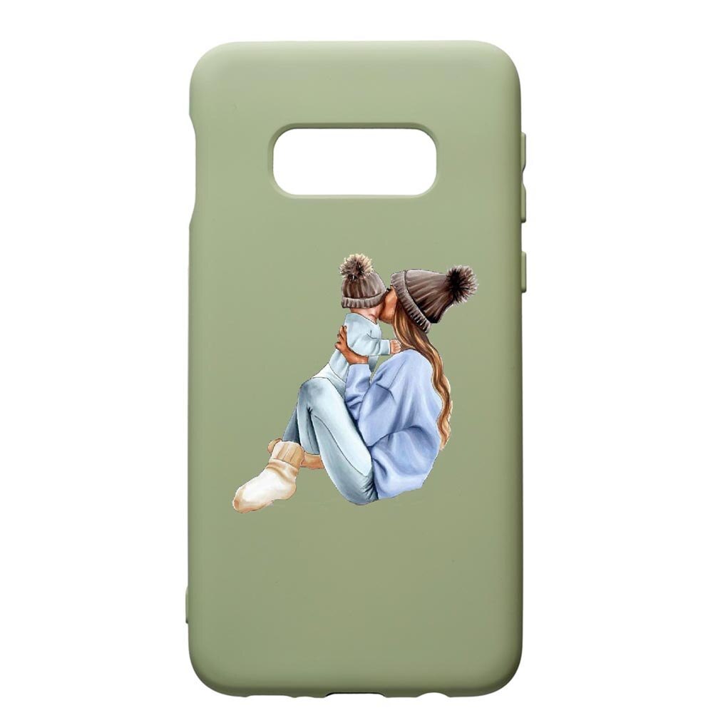 Husa de protectie Samsung Galaxy S10E, Girl Mom, silicon, cu interiorul din material textil, protectie camera, Beryl, PGR562