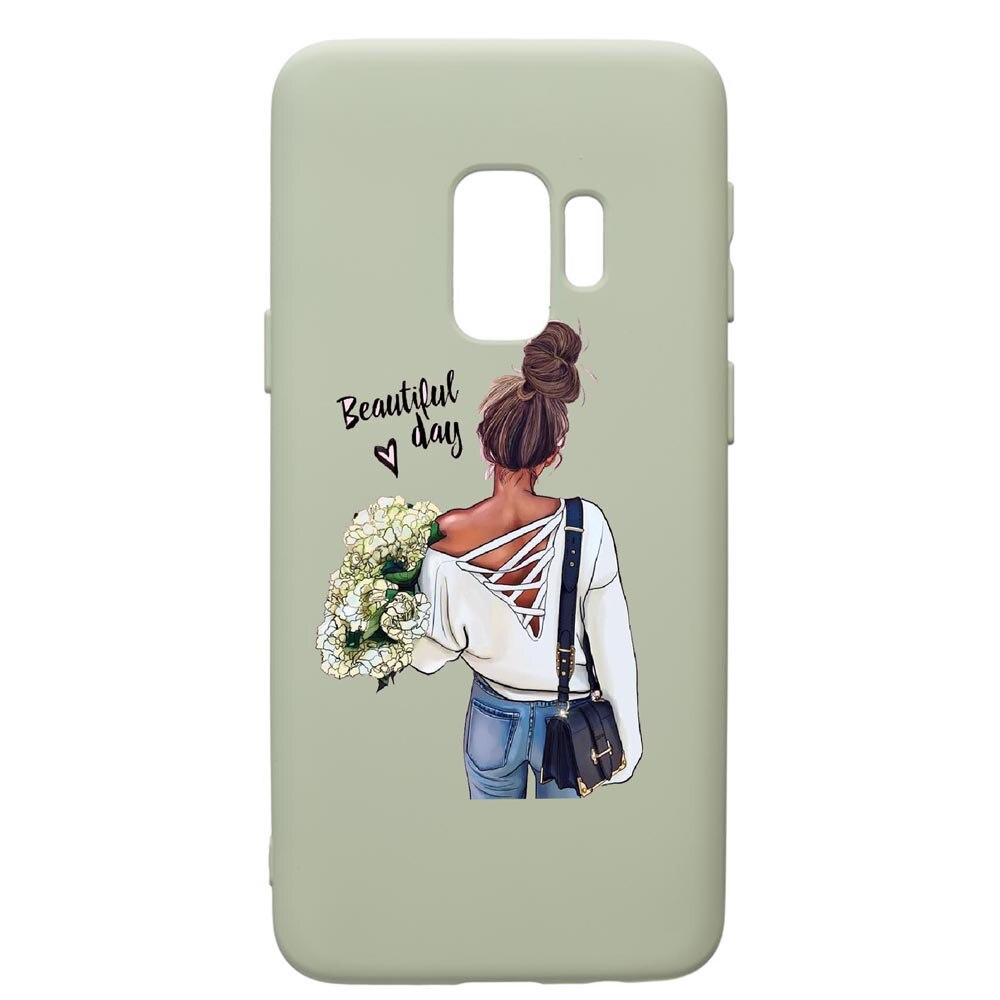 Husa de protectie Samsung Galaxy S9, Beautiful Day, silicon, cu interiorul din material textil, protectie camera, Beryl, PGR561