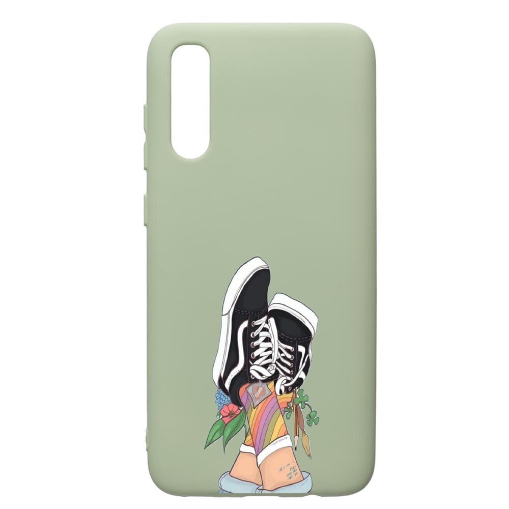 Husa de protectie Samsung Galaxy A70, Vans - Gym Shoes, silicon, cu interiorul din material textil, protectie camera, Beryl, PGR600