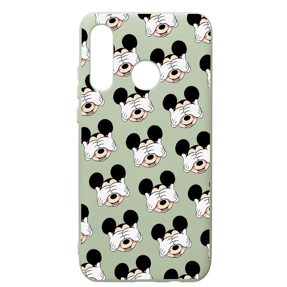 Husa de protectie Huawei P30 Lite, Mini Mouse, silicon, cu interiorul din material textil, protectie camera, Beryl, PGR603