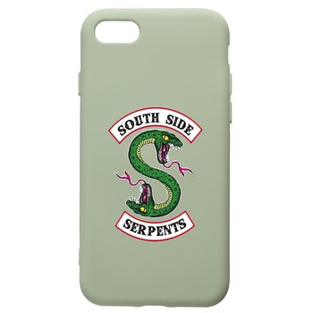 Husa de protectie Apple iPhone SE 2 / iPhone 8 / iPhone 7, Riverdale - South Side Serpents, silicon, cu interiorul din material textil, protectie camera, Beryl, PGR605 Husa de protectie Apple iPhone SE 2 / iPhone 8 / iPhone 7, Riverdale - South Side Serpents, silicon, cu interiorul din material textil, protectie camera, Beryl, PGR605