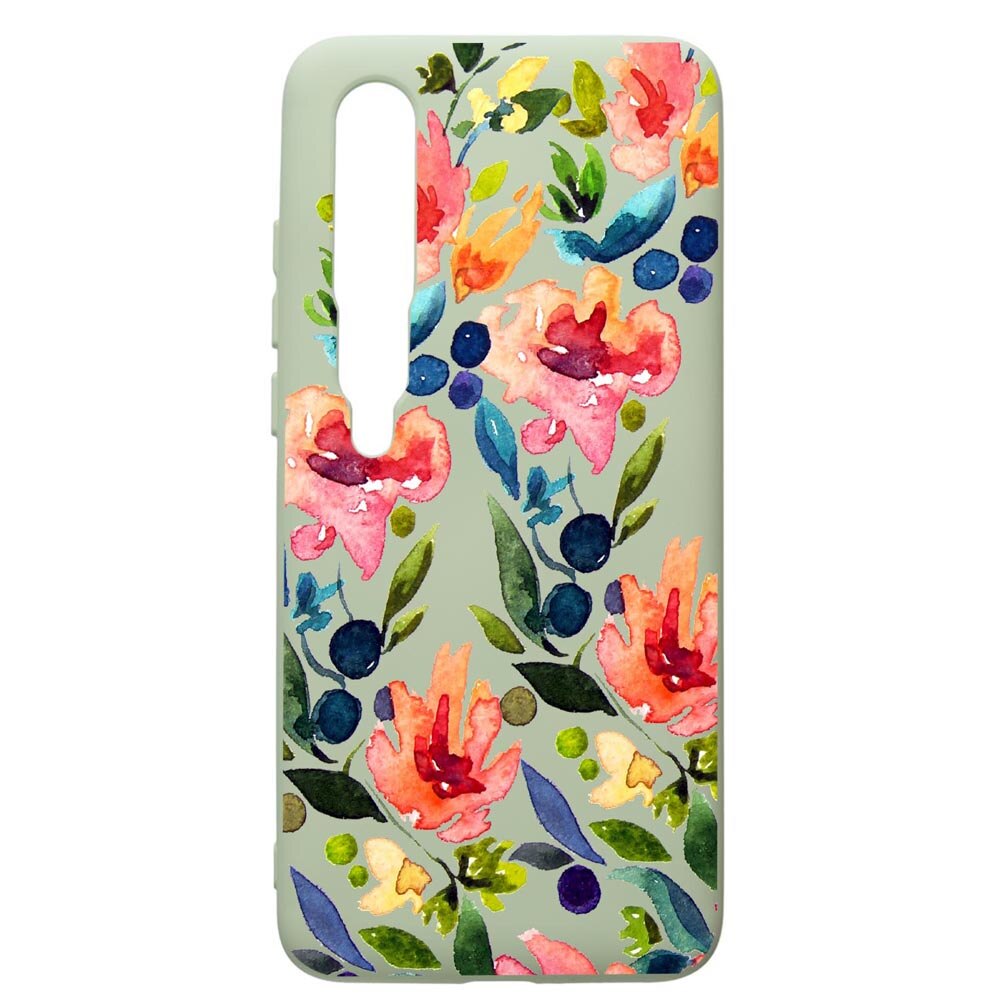Husa de protectie Xiaomi Mi 10 / Mi 10 Pro, Flowers Spring, silicon, cu interiorul din material textil, protectie camera, Beryl, PGR628