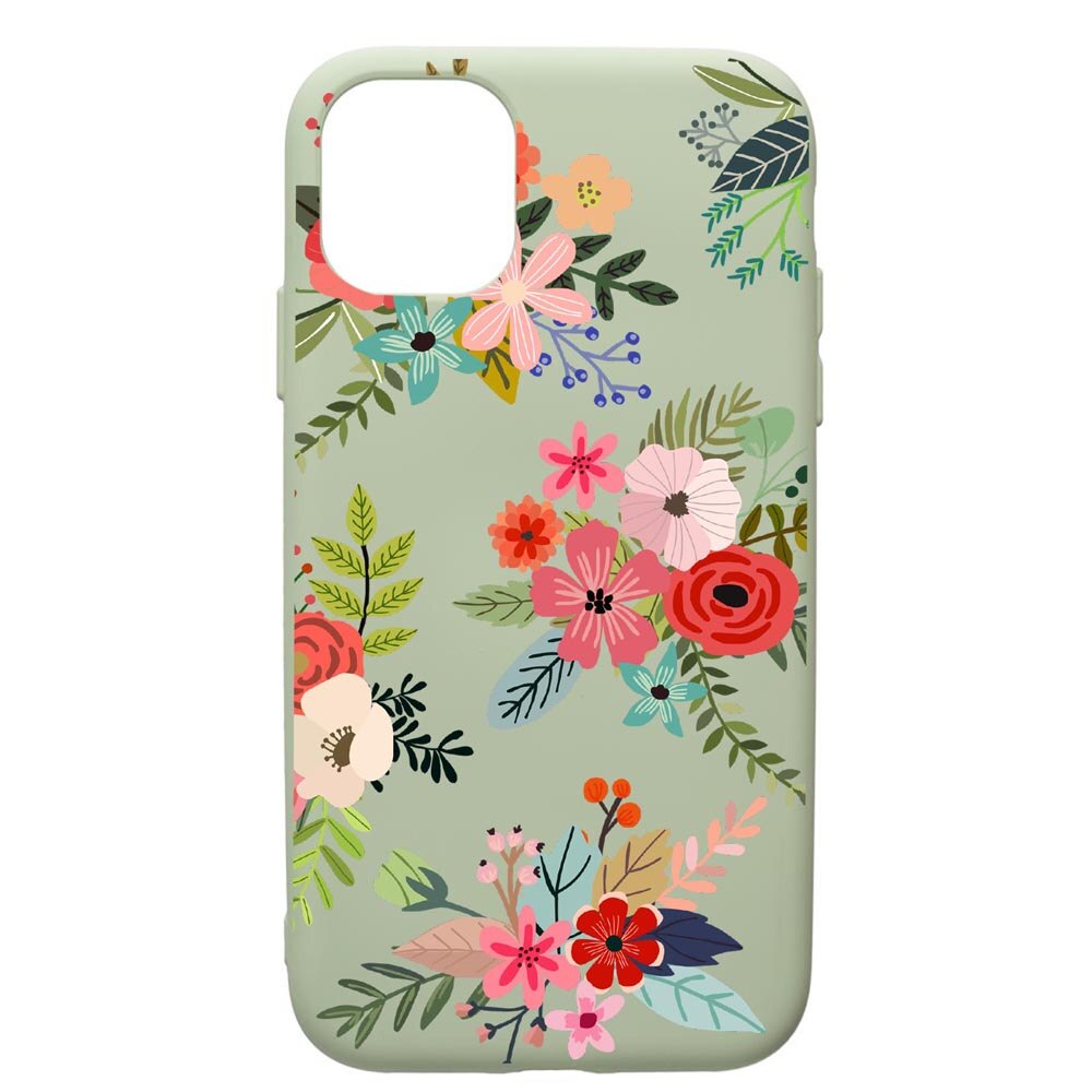 Husa de protectie Apple iPhone 12 Pro, Flowers, silicon, cu interiorul din material textil, protectie camera, Beryl, PGR630