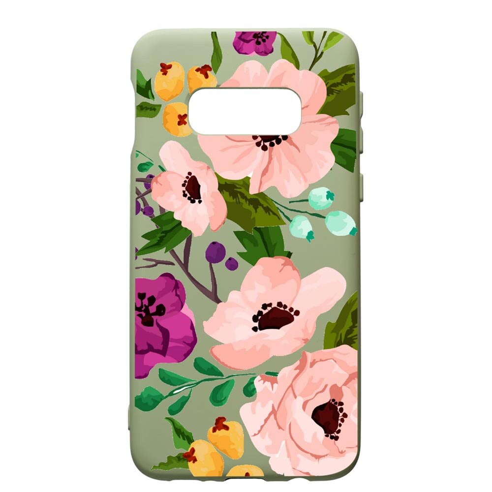 Husa de protectie Samsung Galaxy S10E, Flowers, silicon, cu interiorul din material textil, protectie camera, Beryl, PGR629