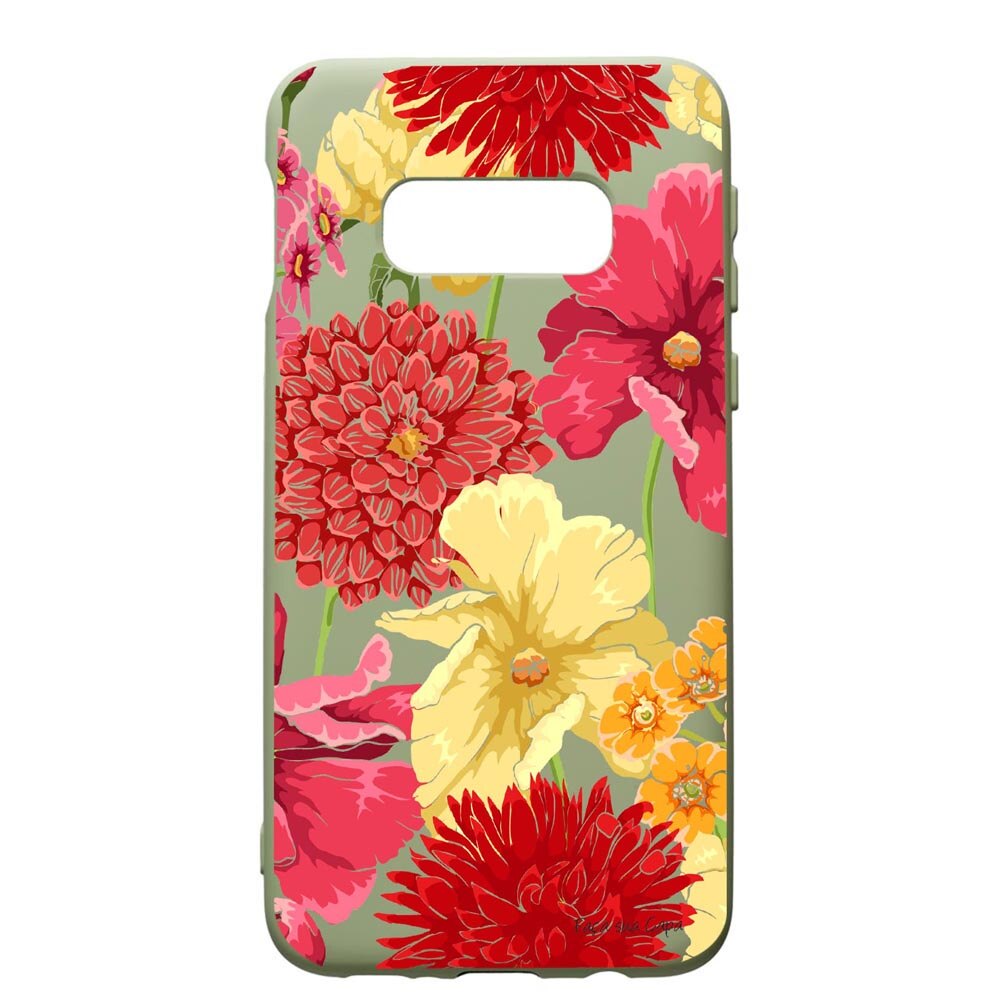 Husa de protectie Samsung Galaxy S10, Flowers Yellow Red, silicon, cu interiorul din material textil, protectie camera, Beryl, PGR634