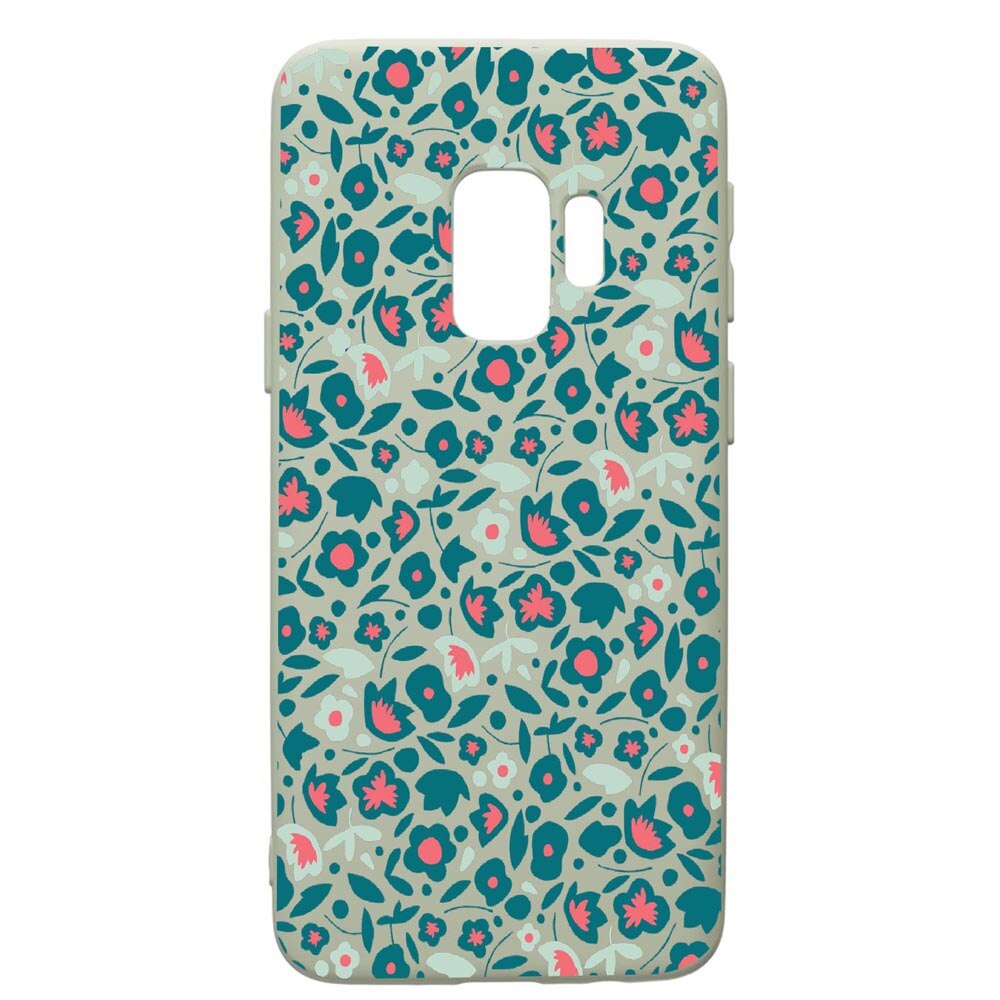 Husa de protectie Samsung Galaxy S9, Green Flowers Pattern, silicon, cu interiorul din material textil, protectie camera, Beryl, PGR632