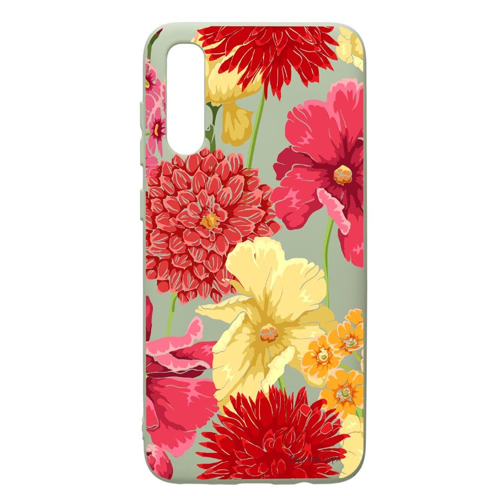 Husa de protectie Samsung Galaxy A70, Flowers Yellow Red, silicon, cu interiorul din material textil, protectie camera, Beryl, PGR634