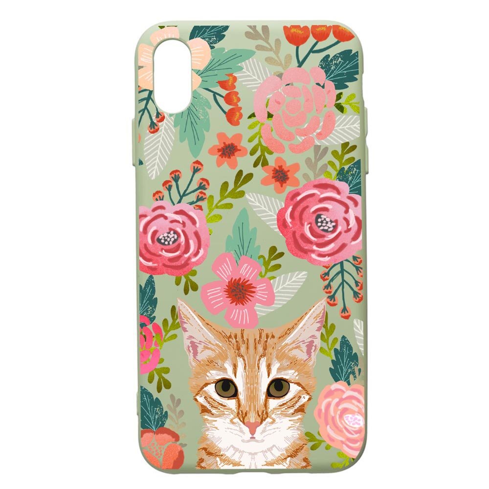 Husa de protectie Huawei Y6 2019, Cat in flowers, silicon, cu interiorul din material textil, protectie camera, Beryl, PGR638