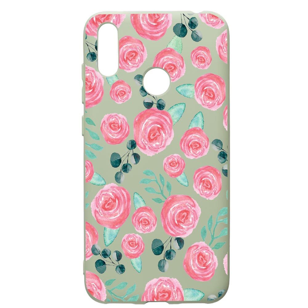 Husa de protectie Huawei Y7 2019, Rose Pattern, silicon, cu interiorul din material textil, protectie camera, Beryl, PGR640
