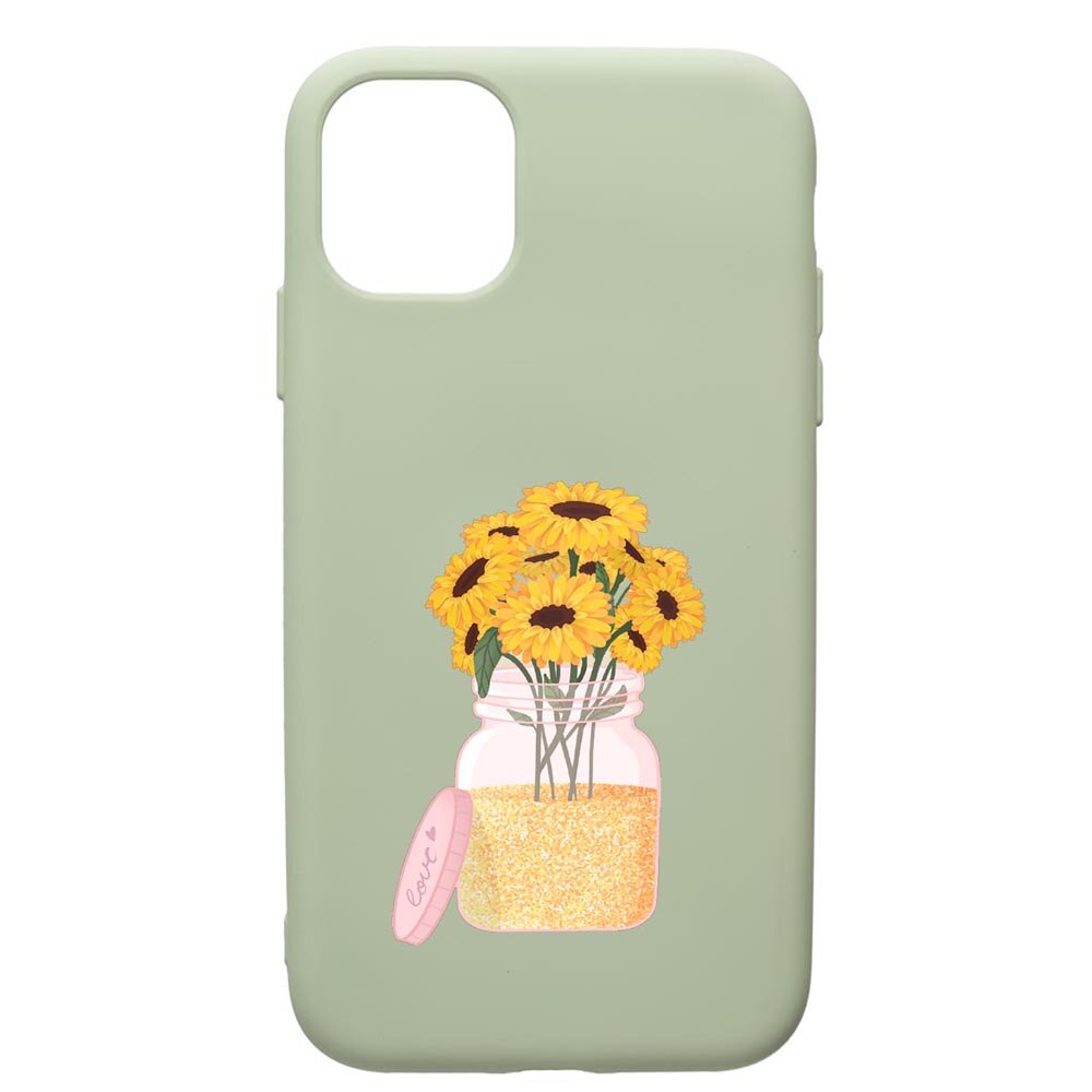 Husa de protectie Apple iPhone 12 Pro Max, Sunflowers, silicon, cu interiorul din material textil, protectie camera, Beryl, PGR639