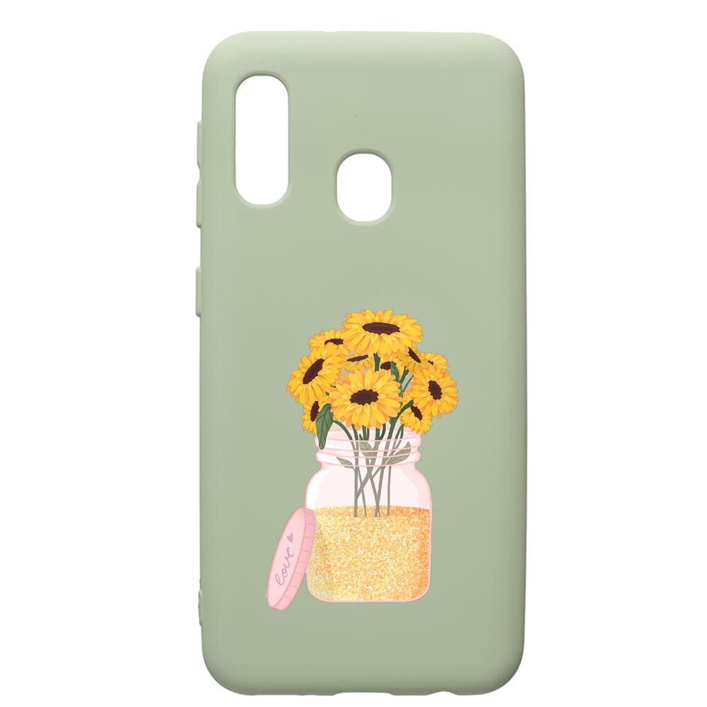 Husa de protectie Samsung Galaxy A40, Sunflowers, silicon, cu interiorul din material textil, protectie camera, Beryl, PGR639
