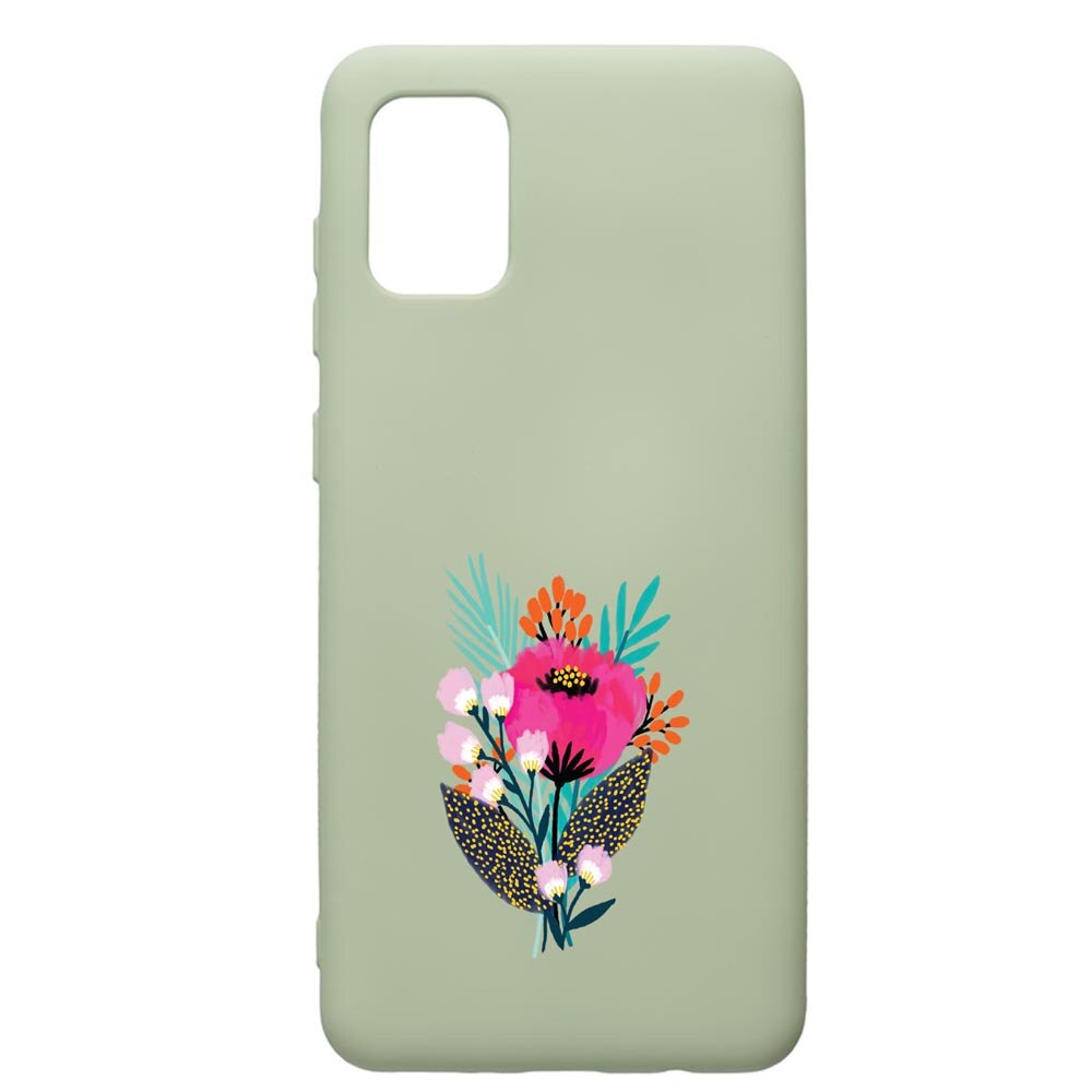 Husa de protectie Samsung Galaxy A31, Flowers, silicon, cu interiorul din material textil, protectie camera, Beryl, PGR641