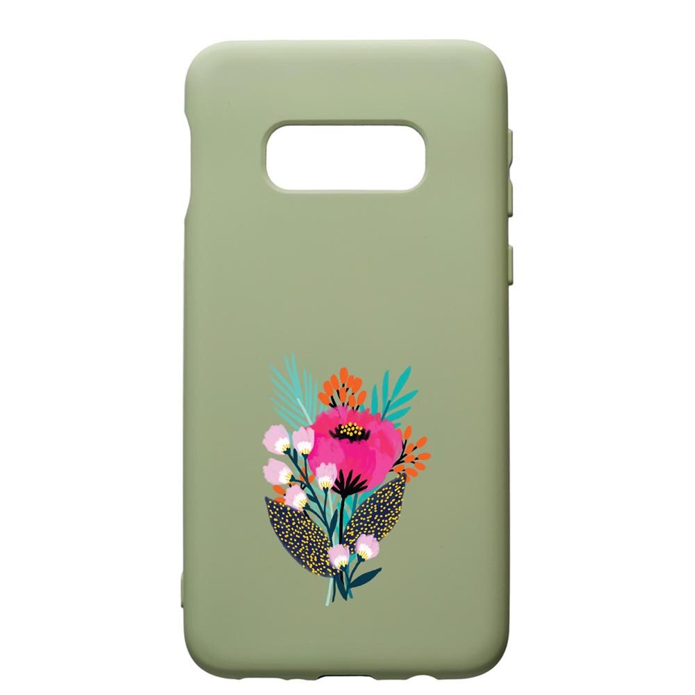 Husa de protectie Samsung Galaxy S10E, Flowers, silicon, cu interiorul din material textil, protectie camera, Beryl, PGR641