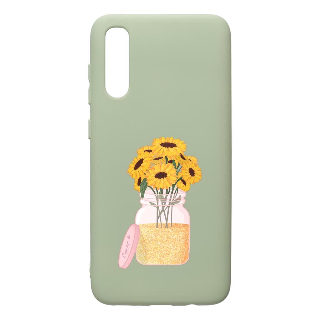 Husa de protectie Samsung Galaxy A70, Sunflowers, silicon, cu interiorul din material textil, protectie camera, Beryl, PGR639