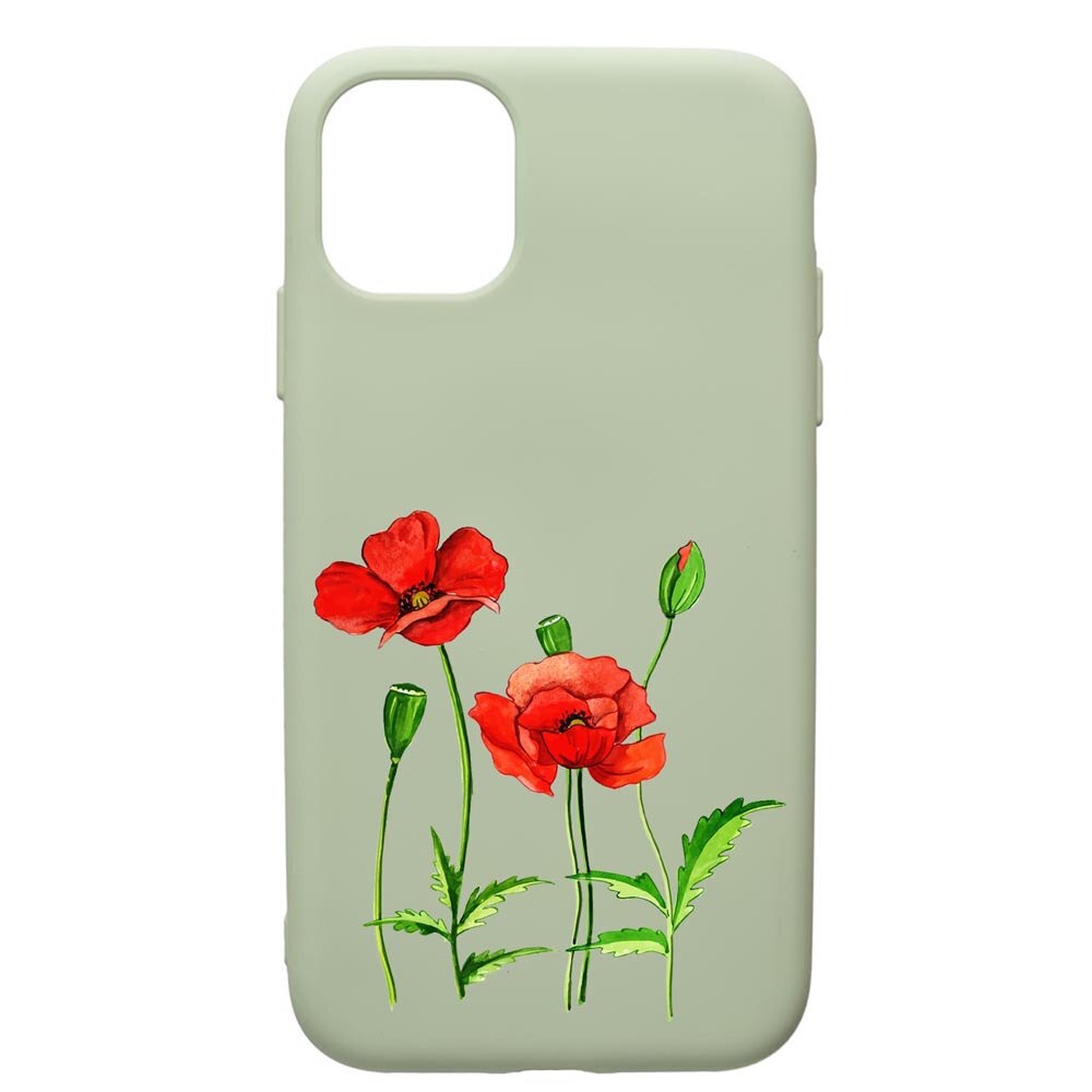 Husa de protectie Apple iPhone 12 Pro, Flowers, silicon, cu interiorul din material textil, protectie camera, Beryl, PGR643