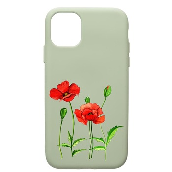 Husa de protectie Apple iPhone 12, Flowers, silicon, cu interiorul din material textil, protectie camera, Beryl, PGR643 Husa de protectie Apple iPhone 12, Flowers, silicon, cu interiorul din material textil, protectie camera, Beryl, PGR643