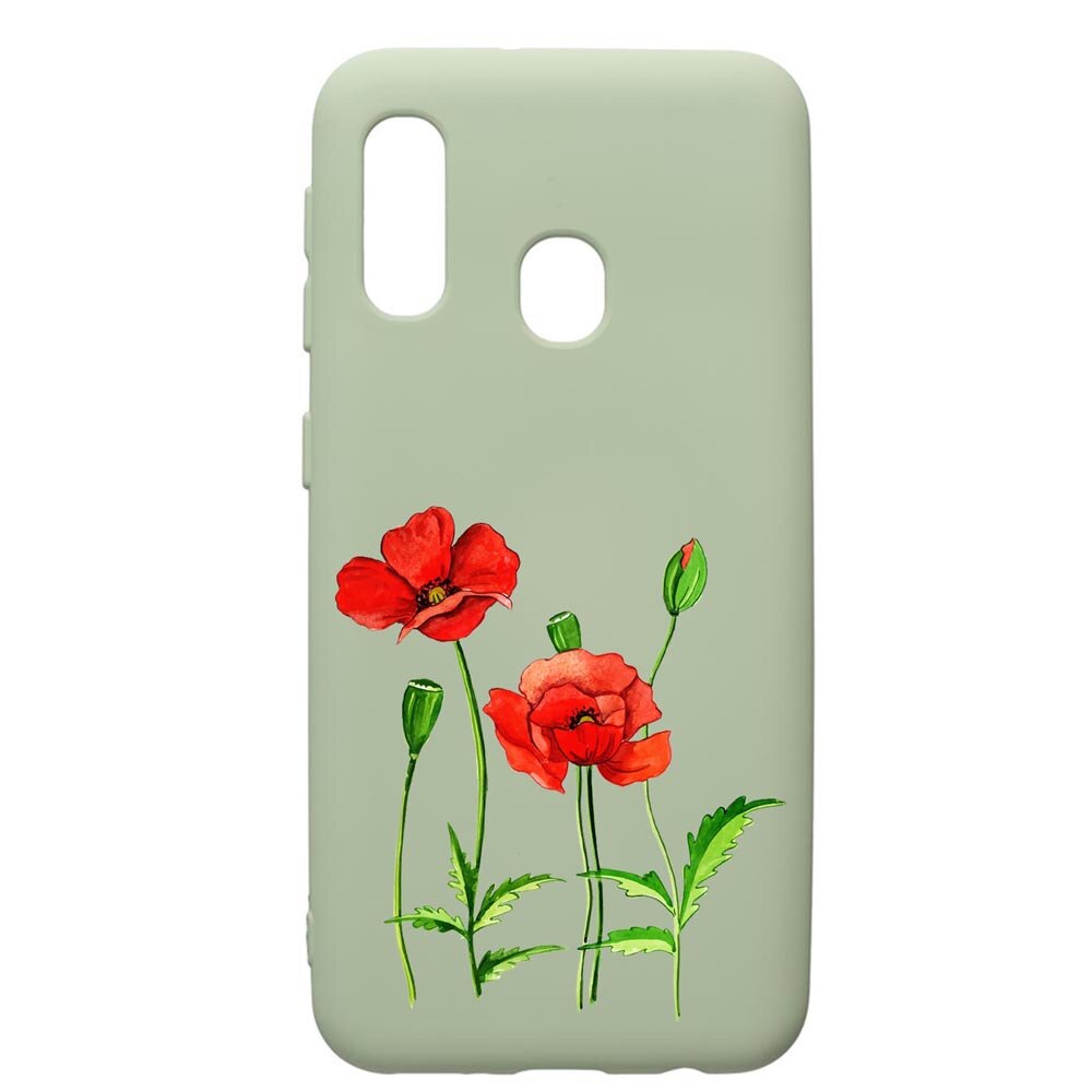 Husa de protectie Samsung Galaxy A40, Flowers, silicon, cu interiorul din material textil, protectie camera, Beryl, PGR643