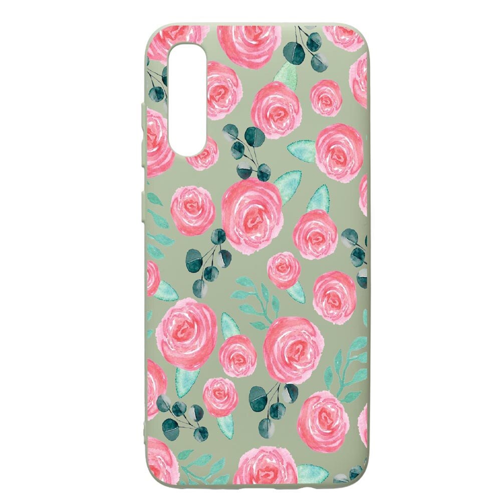 Husa de protectie Samsung Galaxy A70, Rose Pattern, silicon, cu interiorul din material textil, protectie camera, Beryl, PGR640