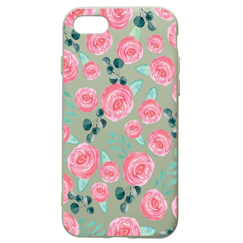 Husa de protectie Apple iPhone SE 2 / iPhone 8 / iPhone 7, Rose Pattern, silicon, cu interiorul din material textil, protectie camera, Beryl, PGR640