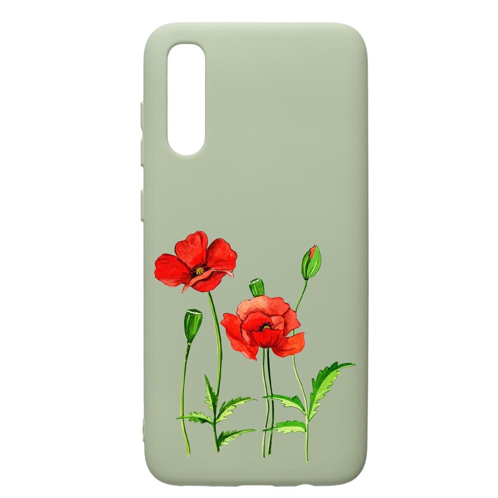 Husa de protectie Samsung Galaxy A70, Flowers, silicon, cu interiorul din material textil, protectie camera, Beryl, PGR643