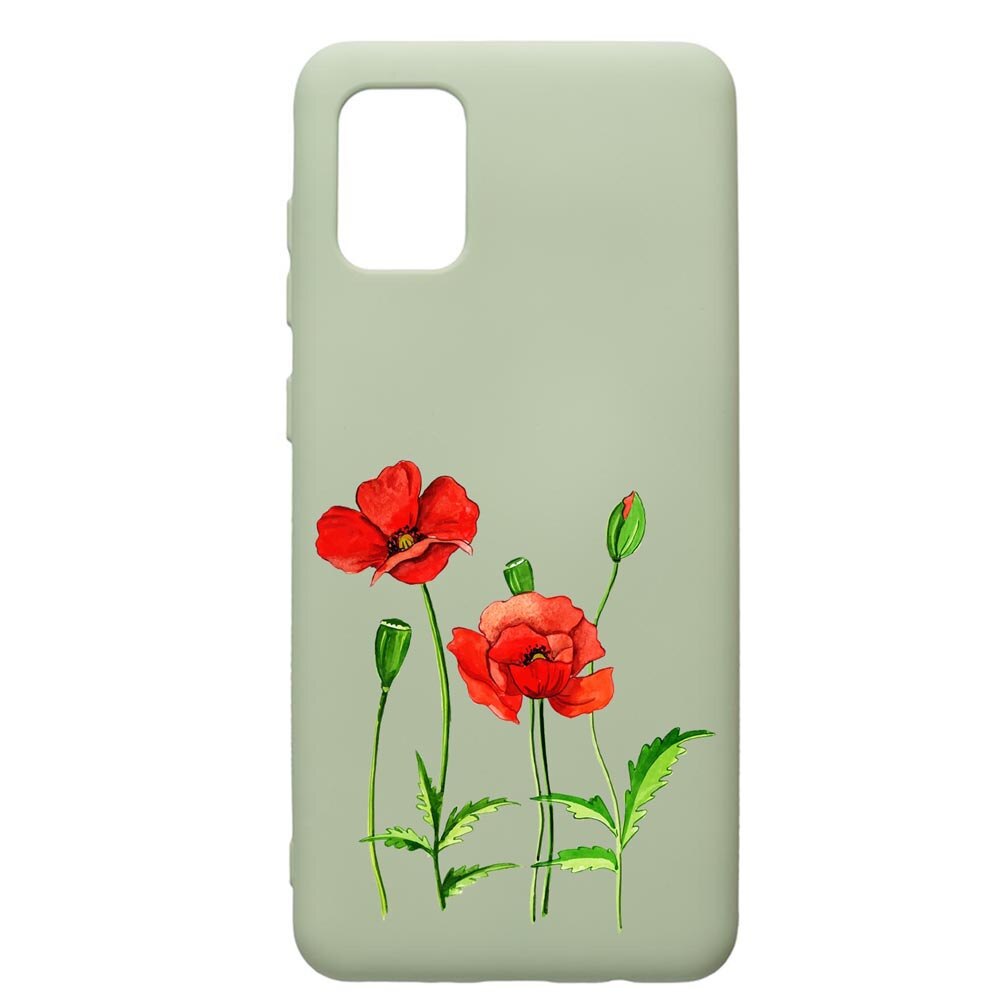 Husa de protectie Samsung Galaxy A71, Flowers, silicon, cu interiorul din material textil, protectie camera, Beryl, PGR643
