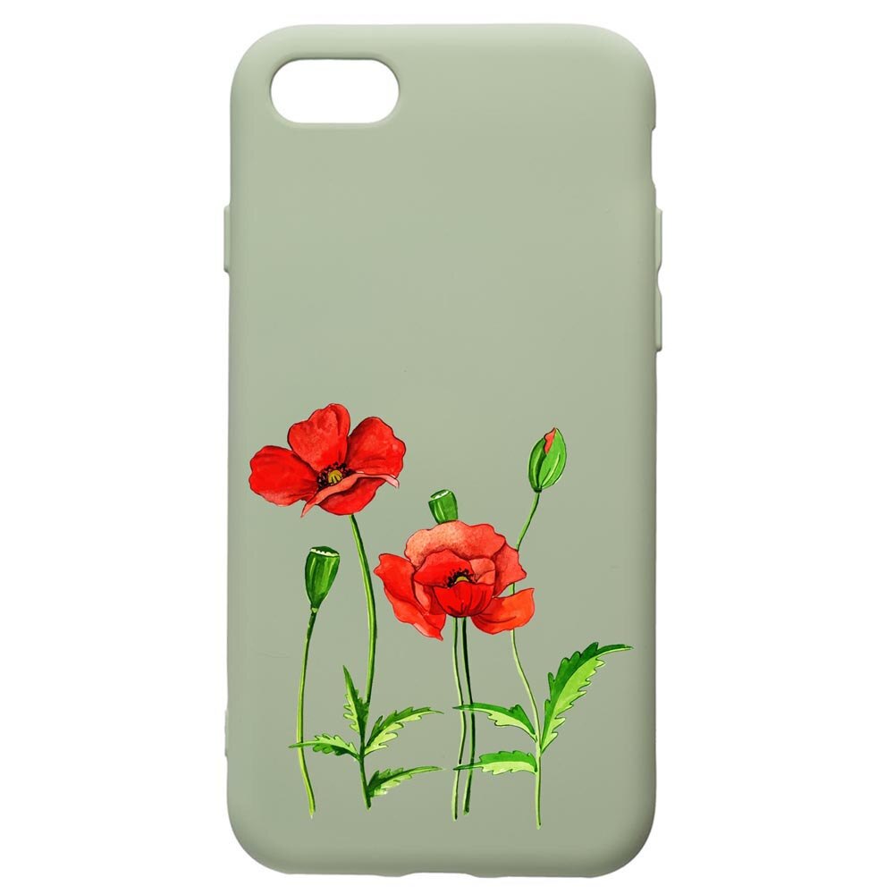 Husa de protectie Apple iPhone SE 2 / iPhone 8 / iPhone 7, Flowers, silicon, cu interiorul din material textil, protectie camera, Beryl, PGR643
